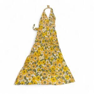 Her Pony The Label Floral Backless Halter Maxi Dress 10 Boho Festival Cottage